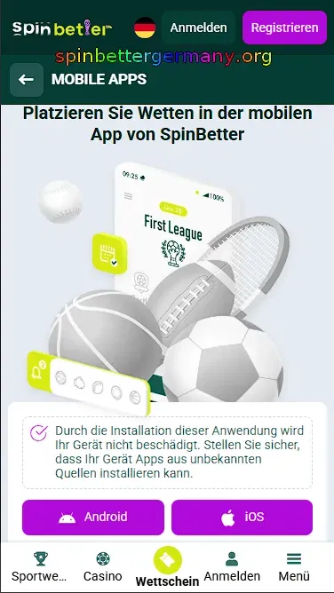 Mobile App von SpinBetter für Android und iOS