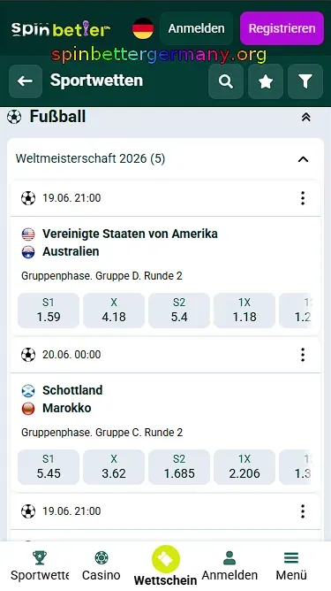 Fußball-Sportwetten bei SpinBetter